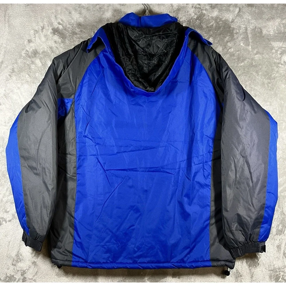 NEW Han Ton Jacket Coat Men's SZ 2XL XXL Blue Black Removable Hood‎ Puffer